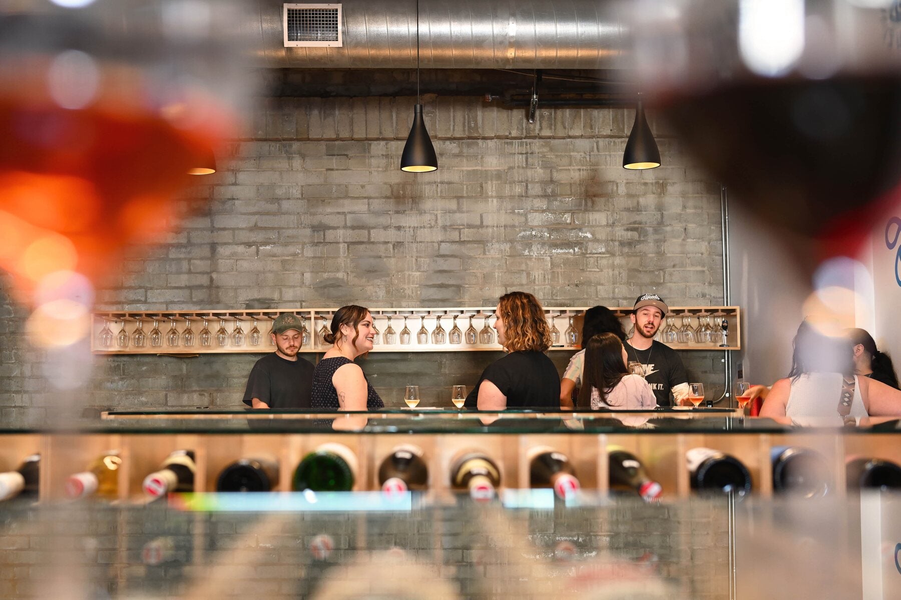 Pizza + wine pairing on the counter