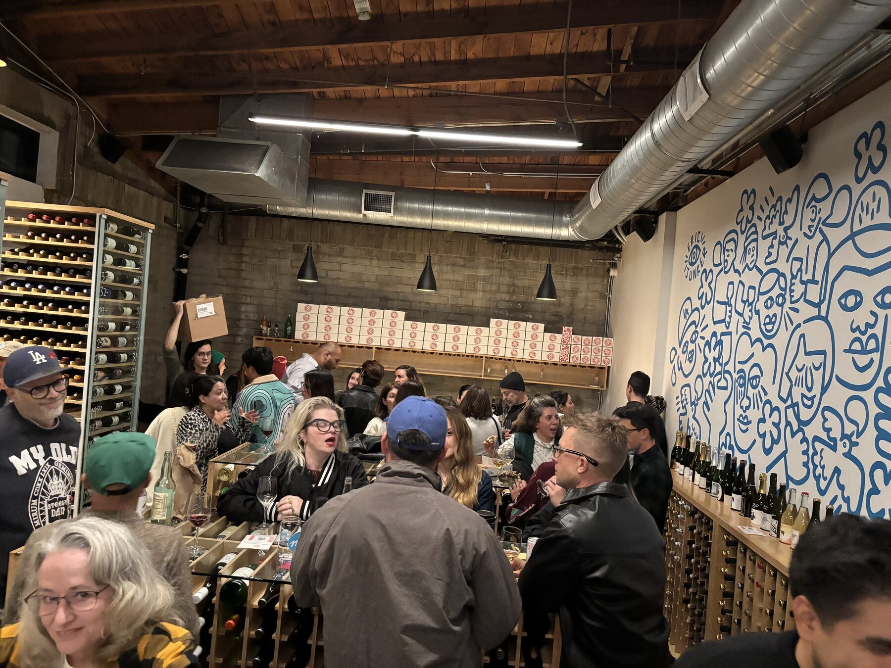 A wide shot of the tasting
